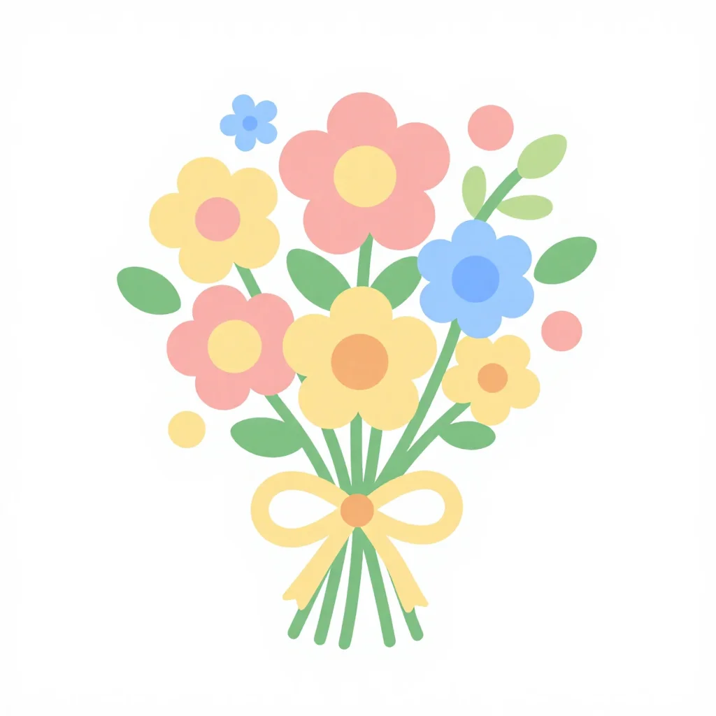 お花の塗り絵（花束）の見本