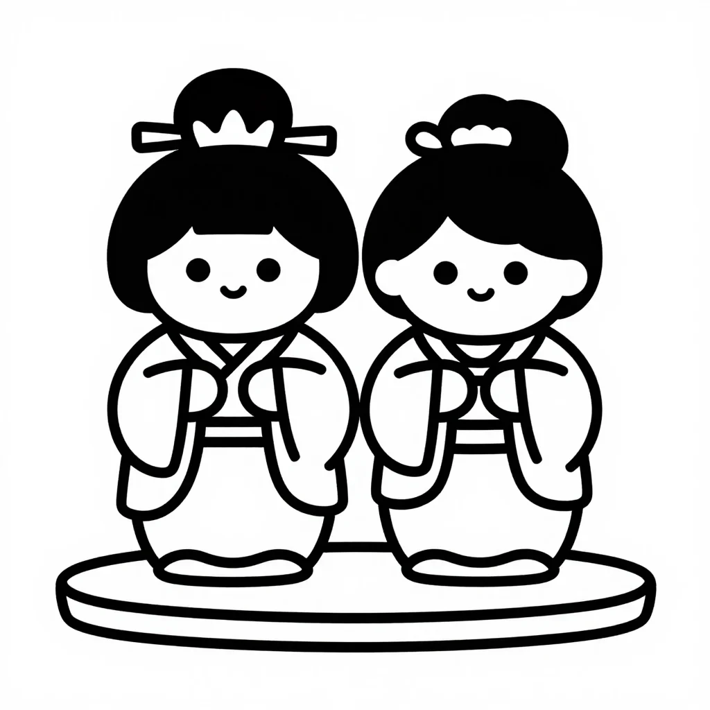 ひな祭りの塗り絵