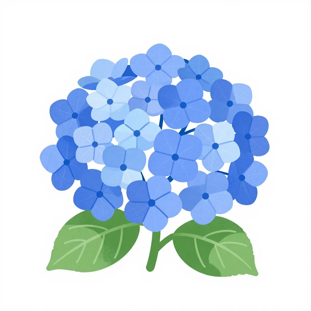 あじさいの塗り絵(簡単)の見本