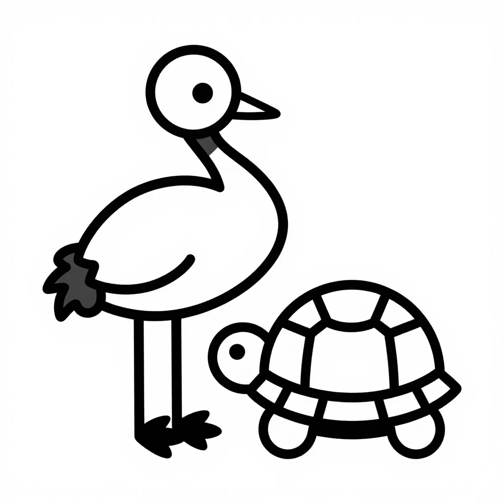 鶴と亀の塗り絵（縁起物）