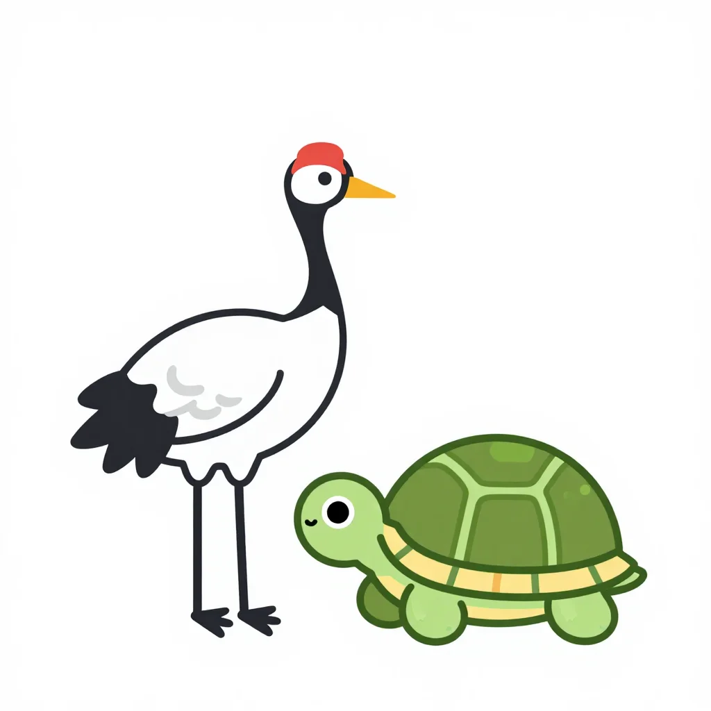 鶴と亀の塗り絵（縁起物）の見本