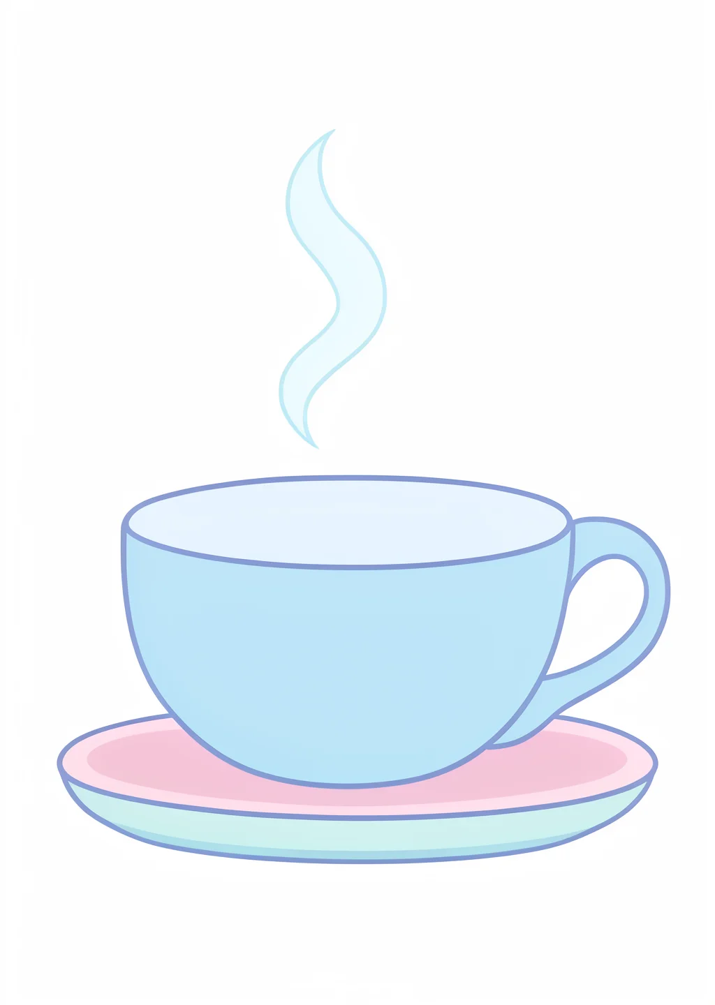 湯呑みとお茶の塗り絵の見本