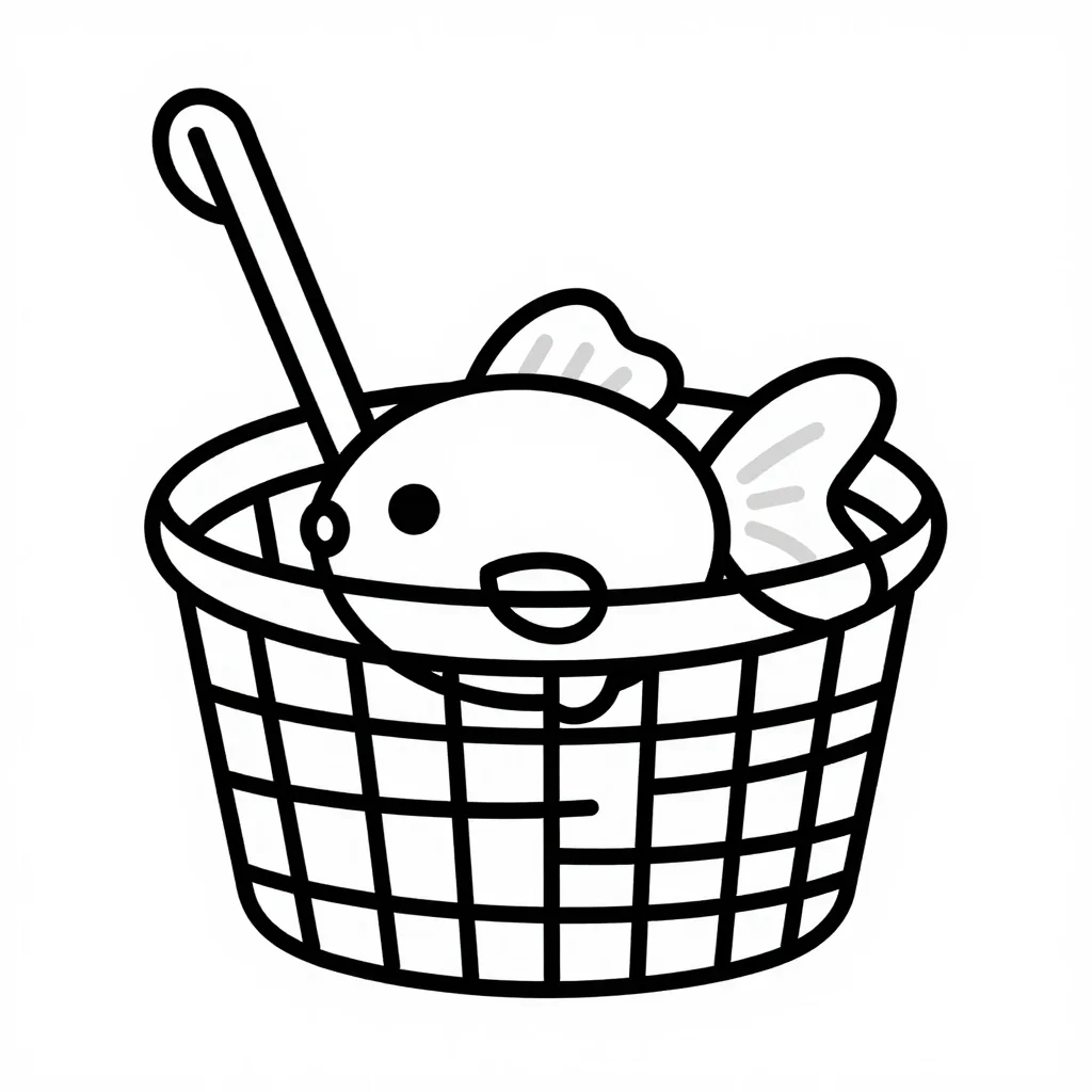 夏休み・金魚すくいの塗り絵