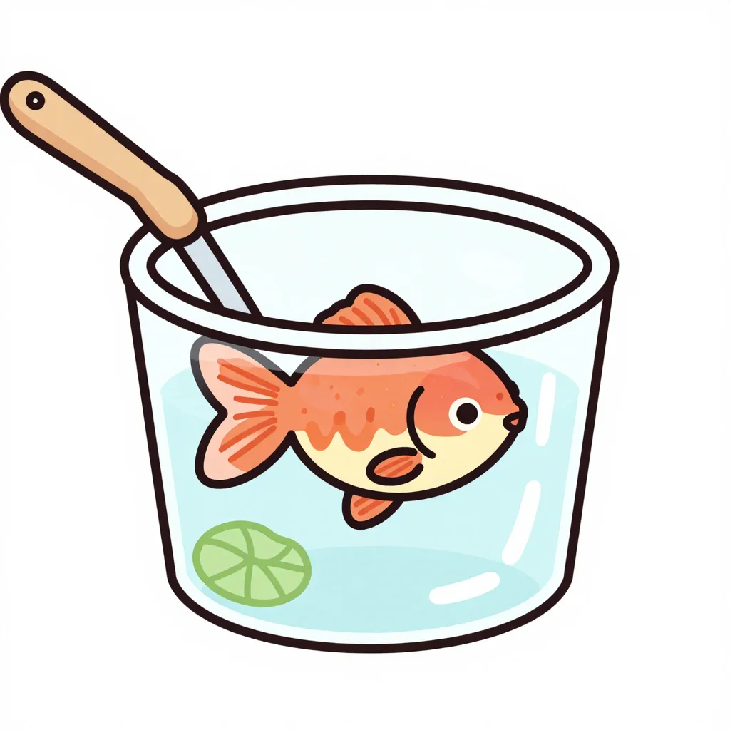 夏休み・金魚すくいの塗り絵の見本