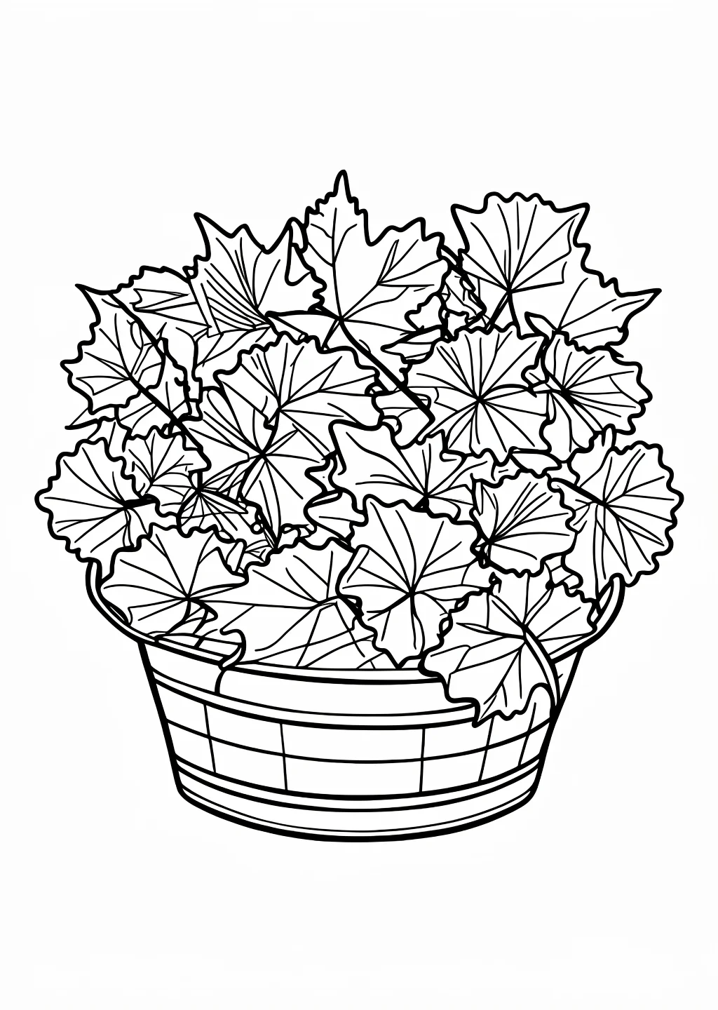 もみじといちょうの落ち葉かごの塗り絵