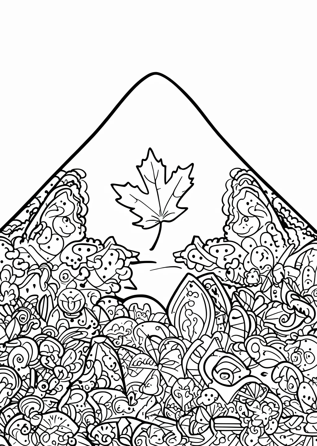 紅葉狩り風景の塗り絵（こまかい）