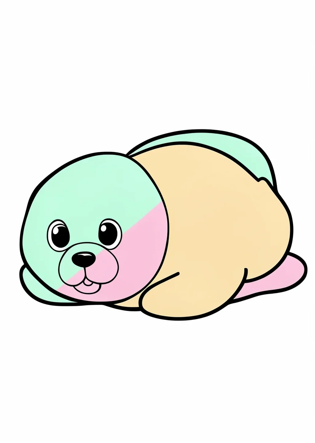 あざらしの塗り絵の見本