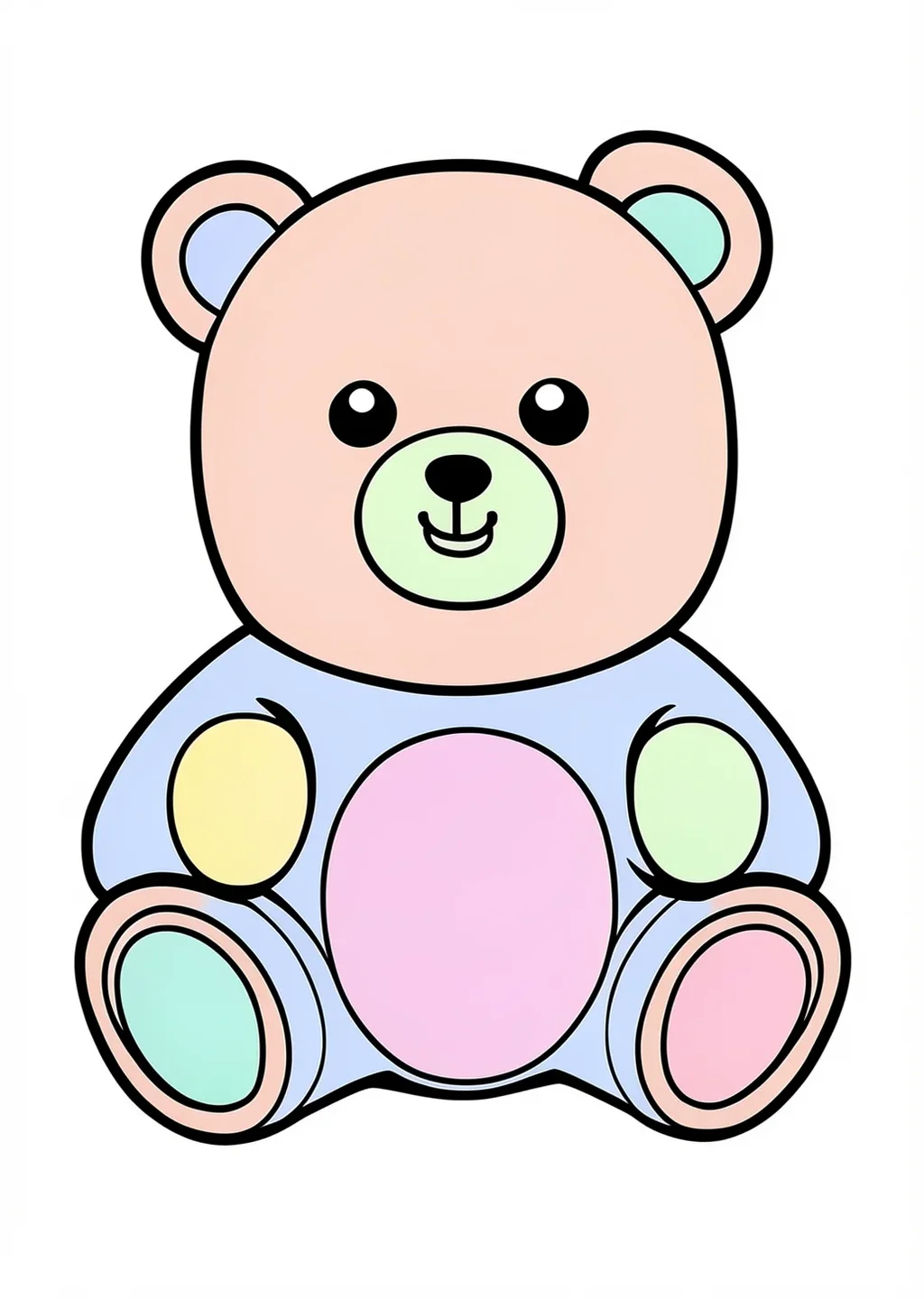 くまさんの塗り絵の見本