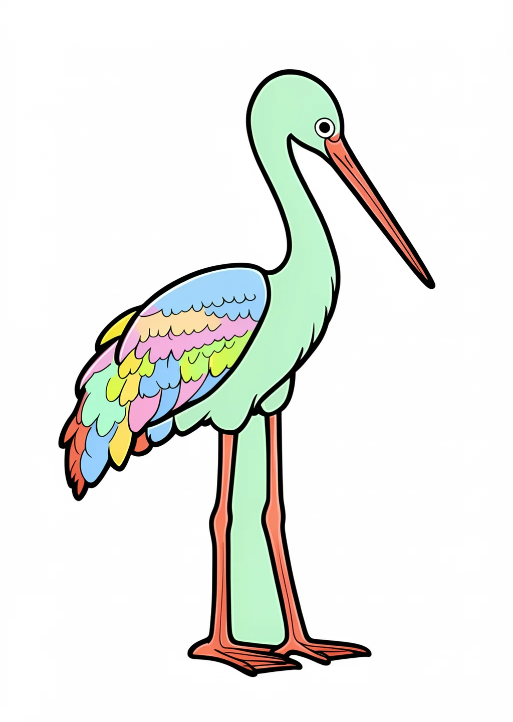 鶴の塗り絵の見本