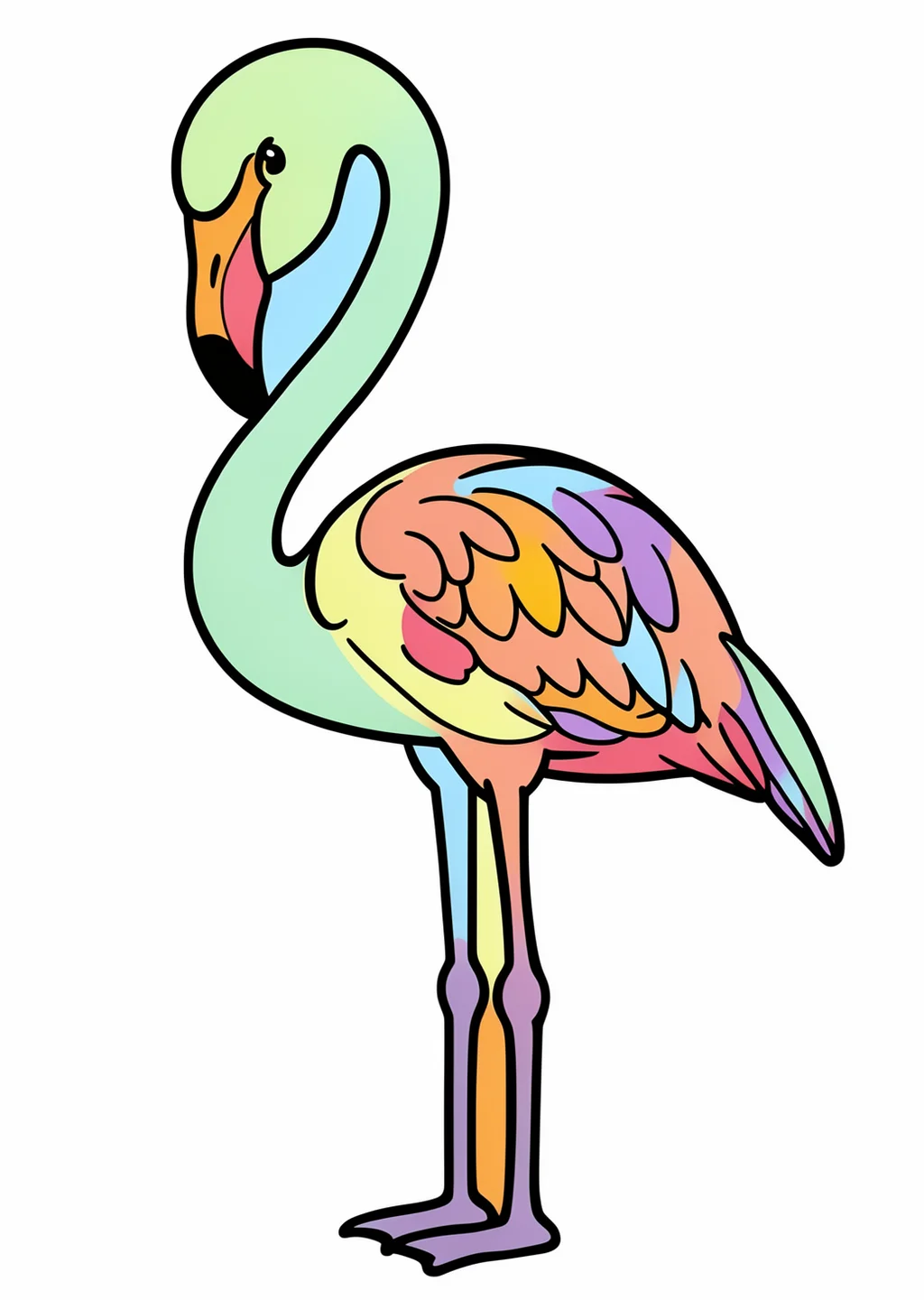 フラミンゴの塗り絵の見本