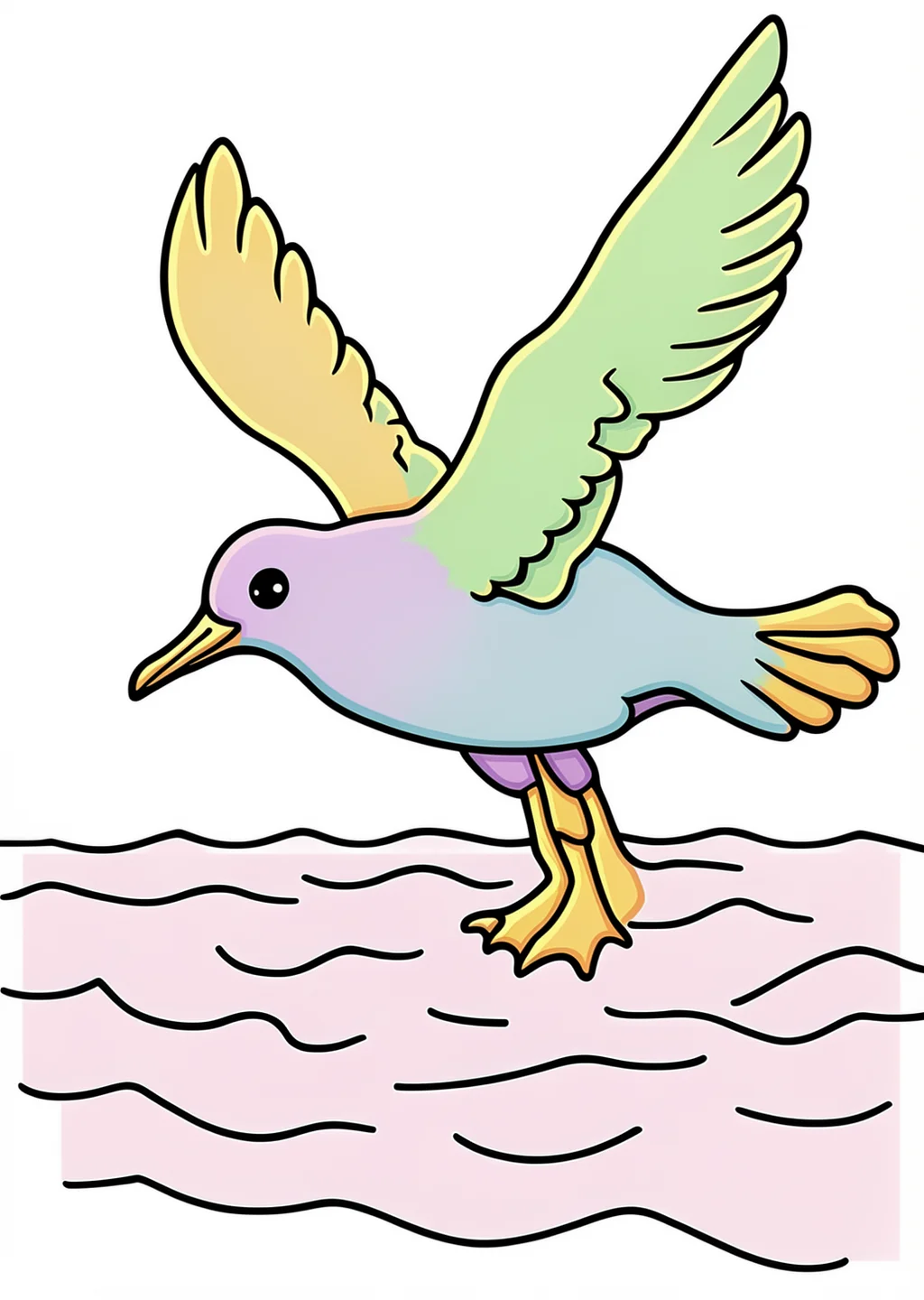 かもめの塗り絵の見本