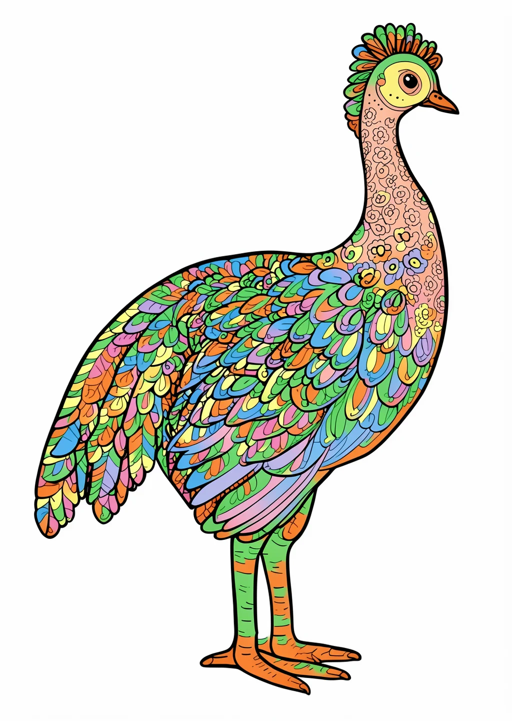 雉の塗り絵の見本