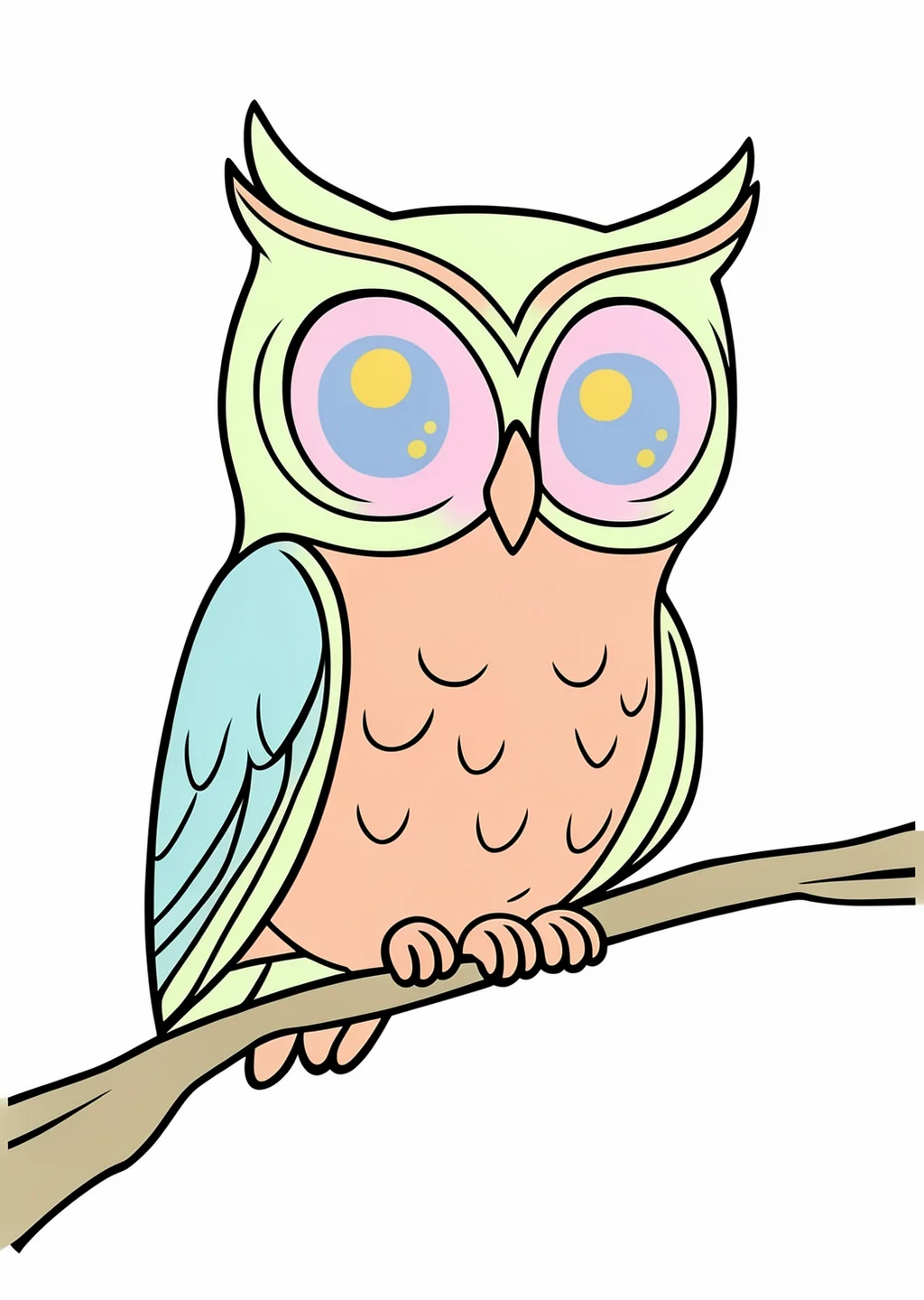 ふくろうの塗り絵の見本