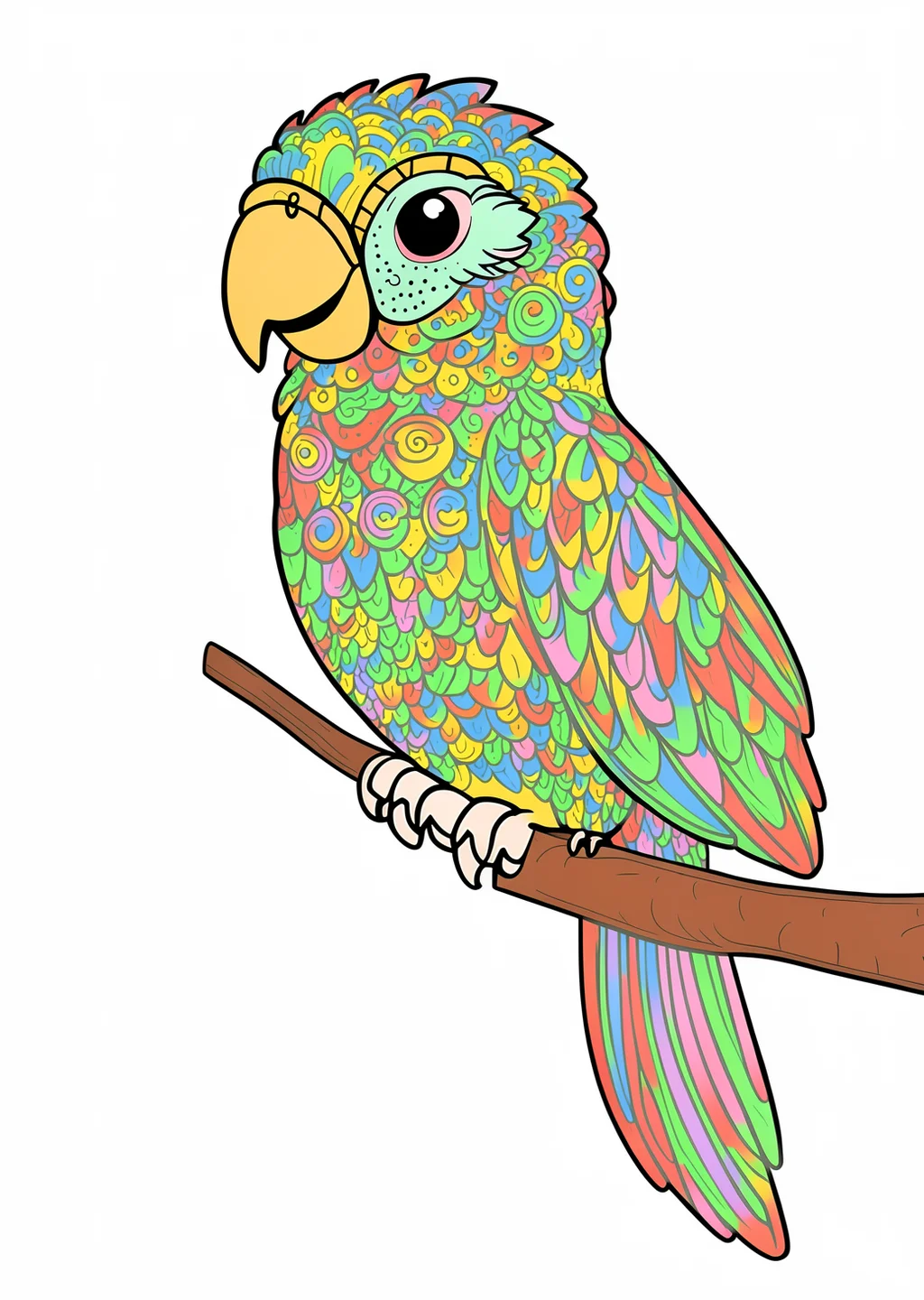 オウムの塗り絵の見本