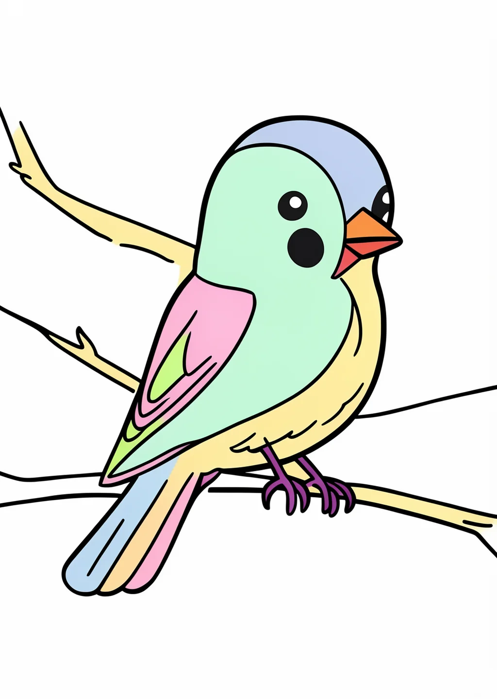 すずめの塗り絵の見本