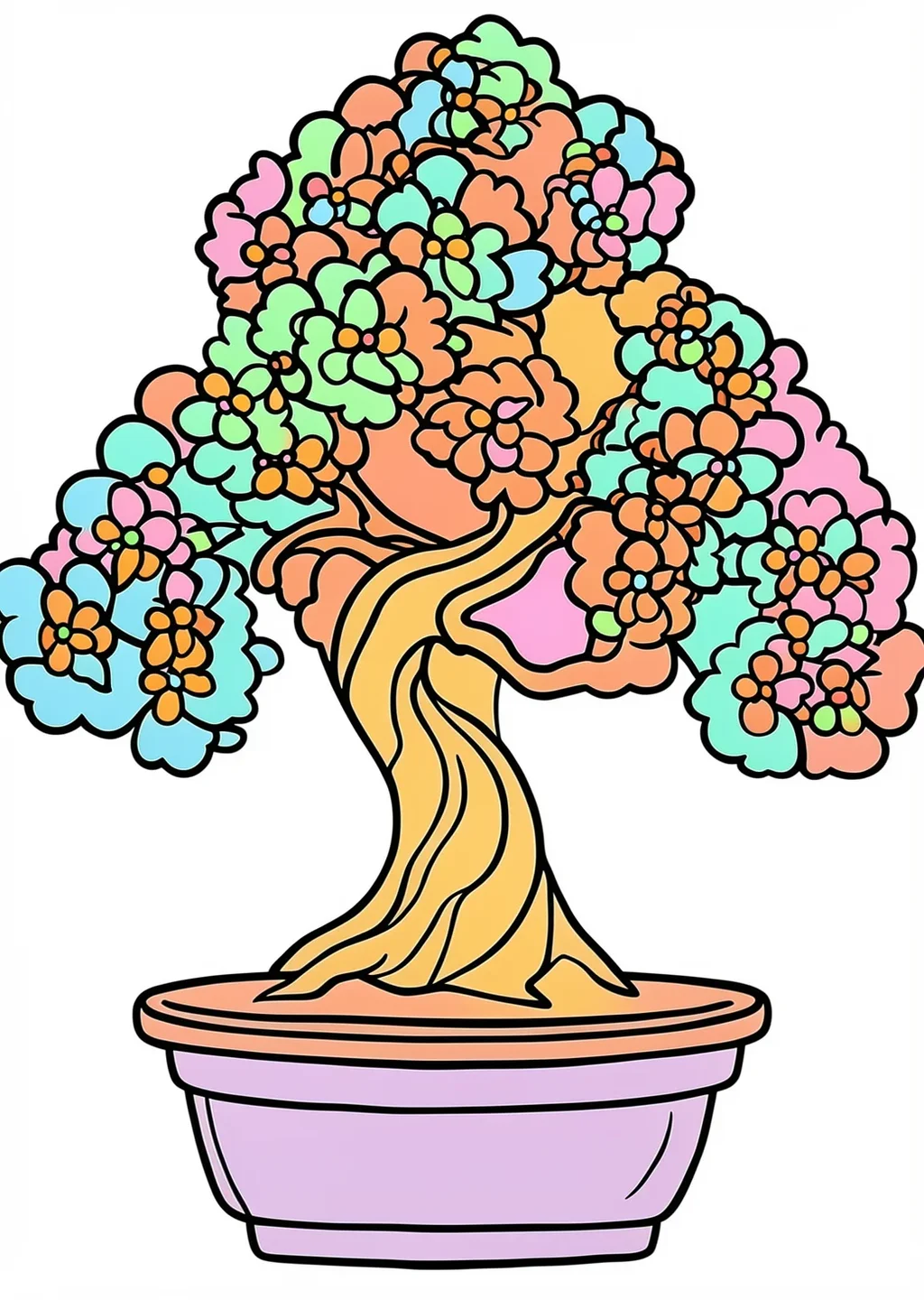 盆栽の塗り絵の見本
