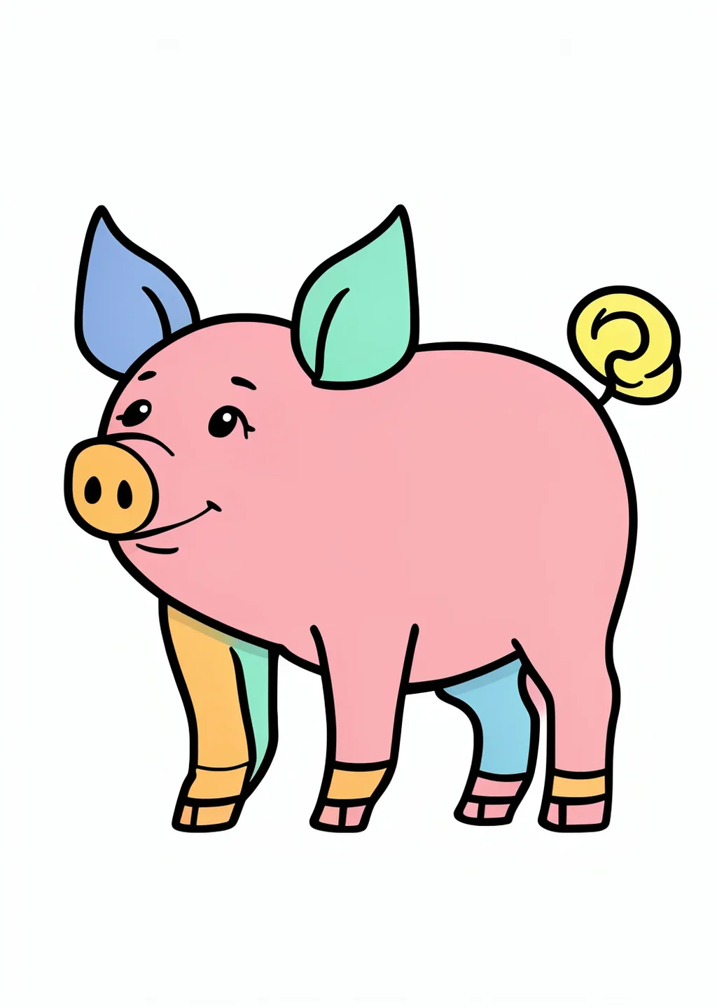 ぶたの塗り絵の見本