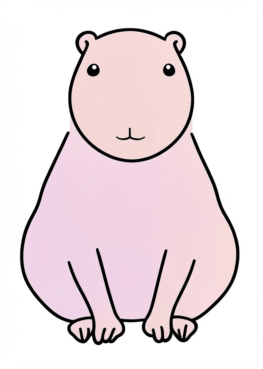 カピバラの塗り絵の見本