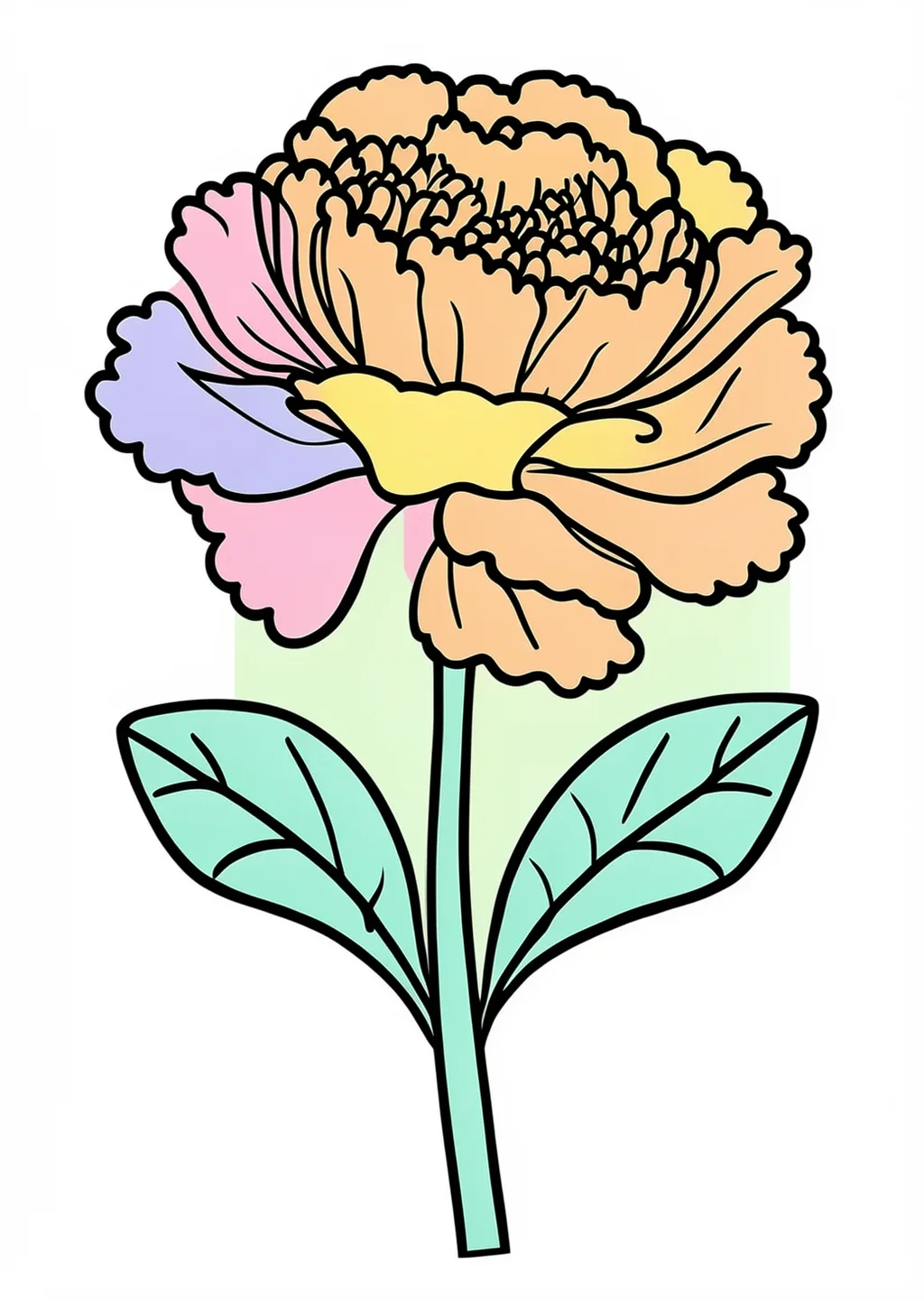 カーネーションの塗り絵の見本