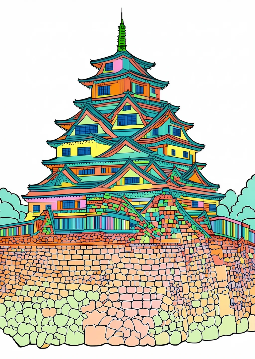 八王子城の塗り絵の見本
