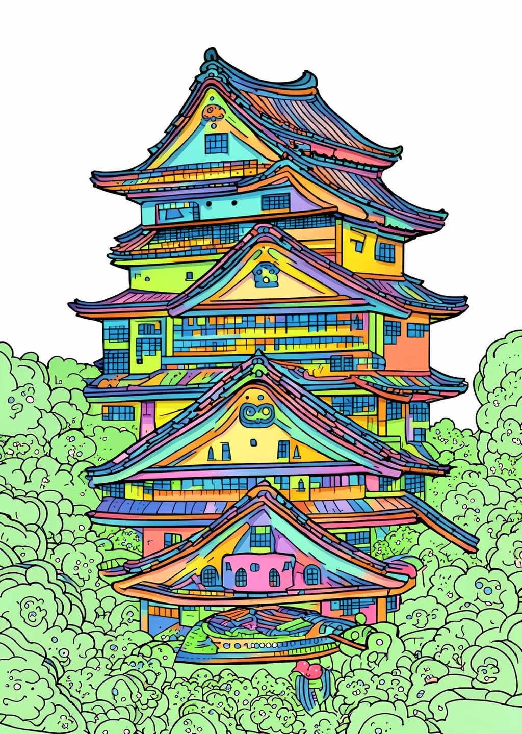 彦根城の塗り絵の見本