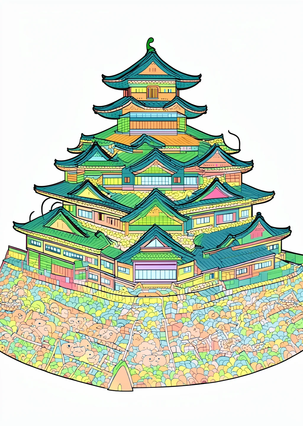 広島城の塗り絵の見本