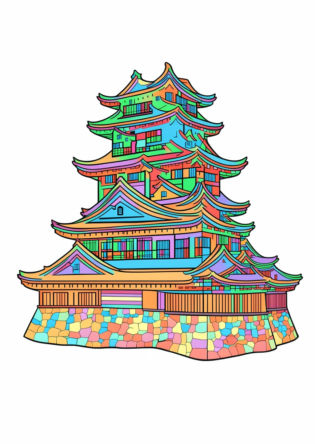 出雲城の塗り絵の見本