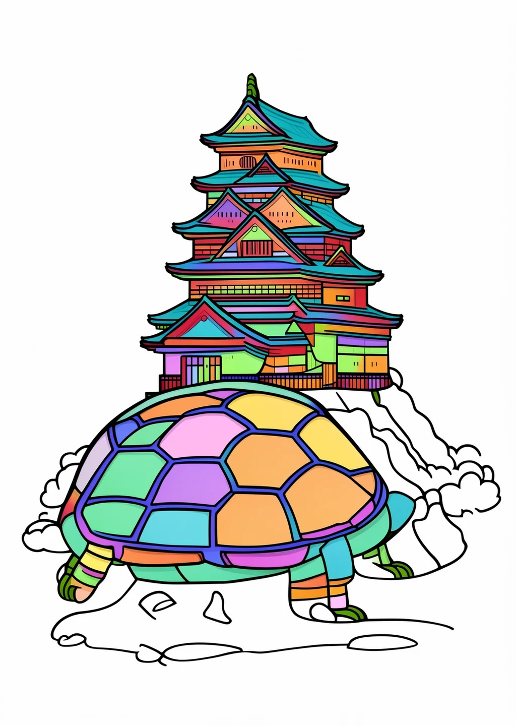 亀山城の塗り絵の見本