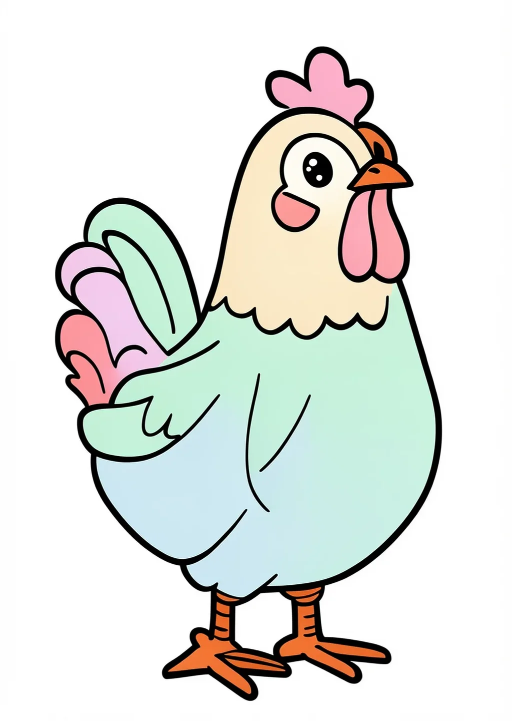 にわとりの塗り絵の見本