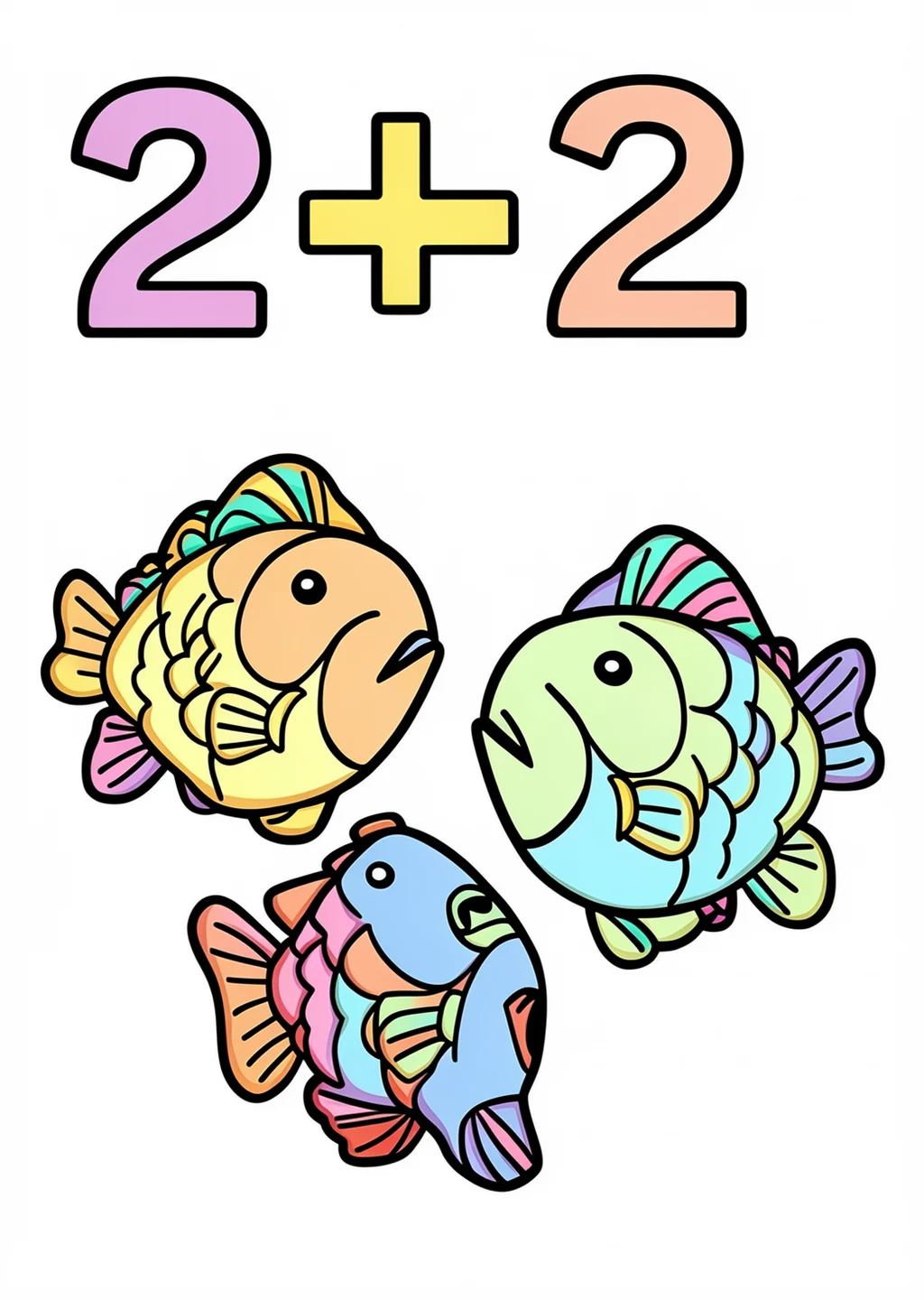 かずあわせ「2+2」の塗り絵の見本