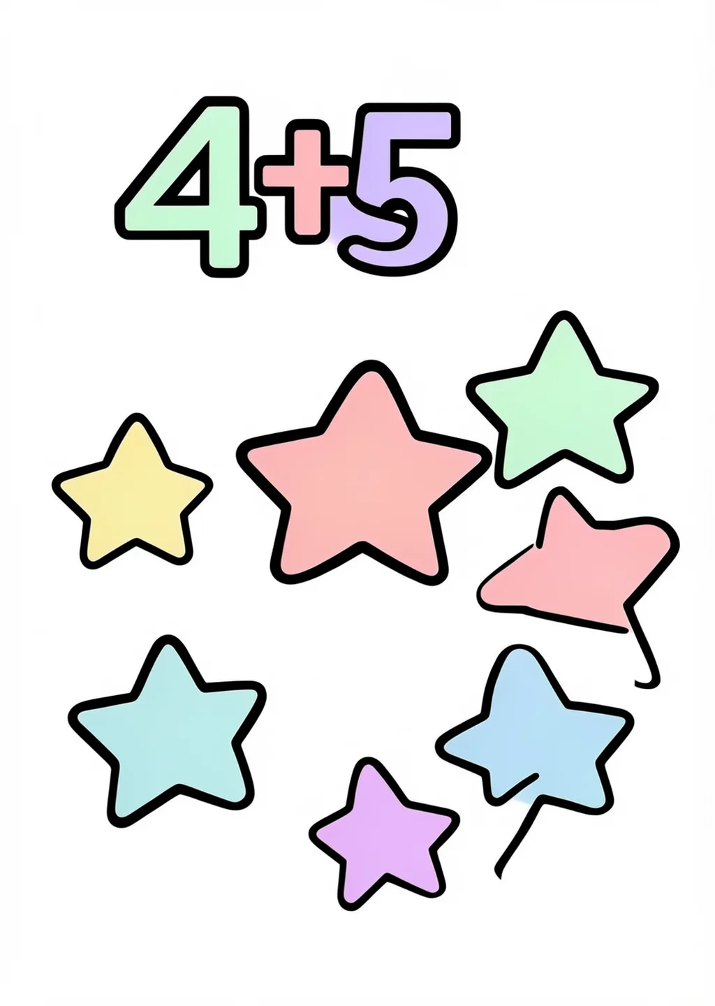 かずあわせ「4+5」の塗り絵の見本