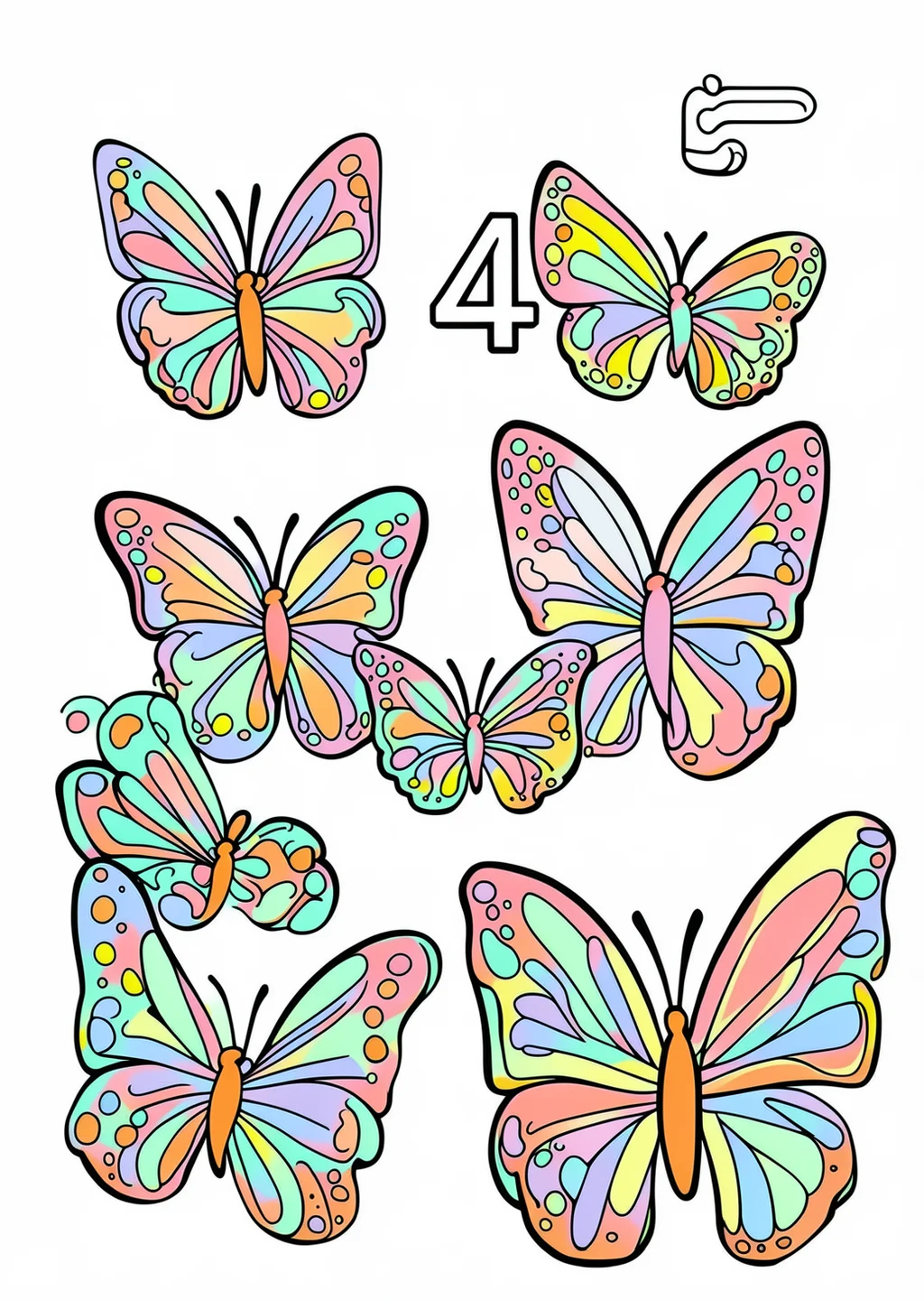 かずあわせ「4+5」の塗り絵の見本