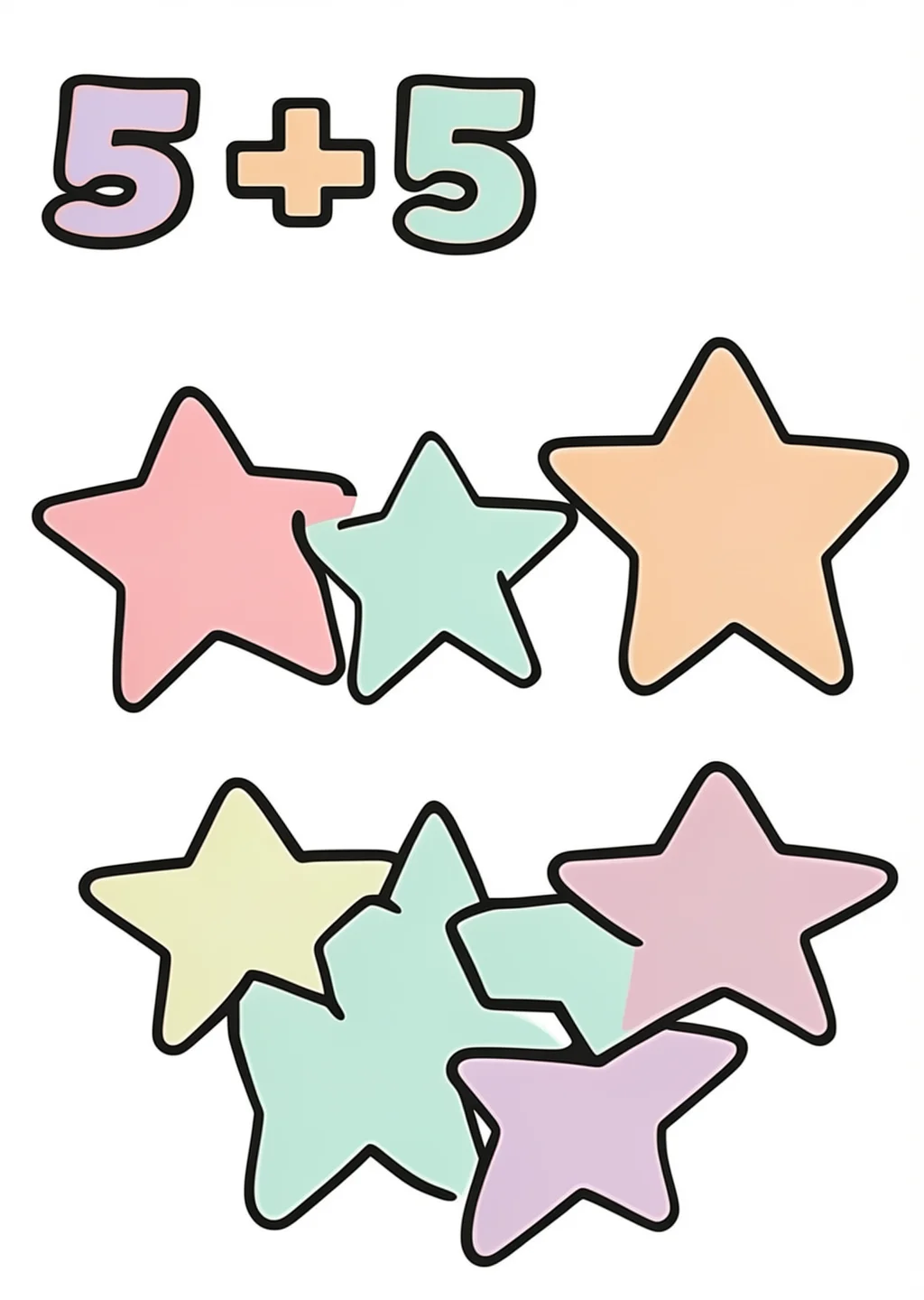 かずあわせ「5+5」の塗り絵の見本