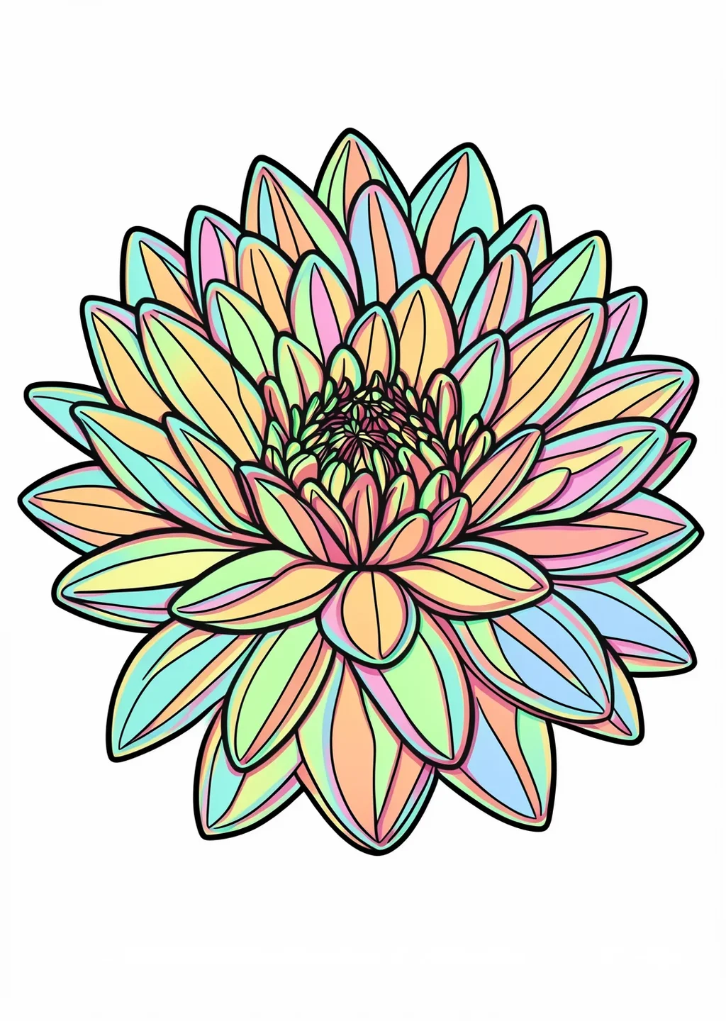 ダリアの塗り絵の見本