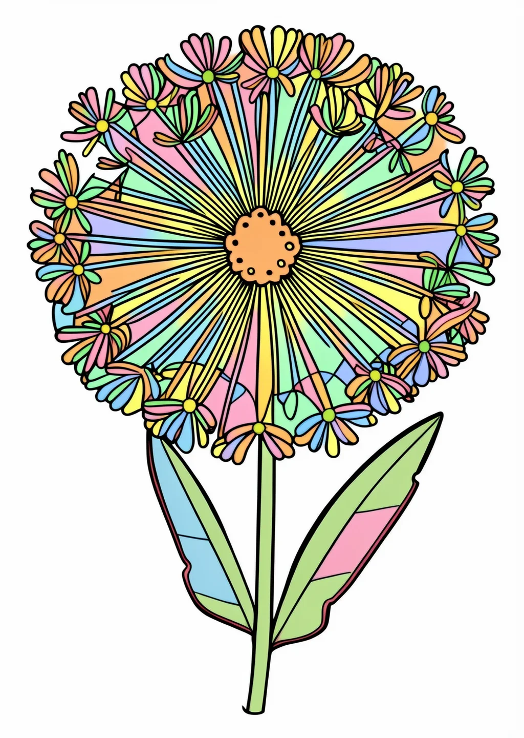 たんぽぽの塗り絵の見本