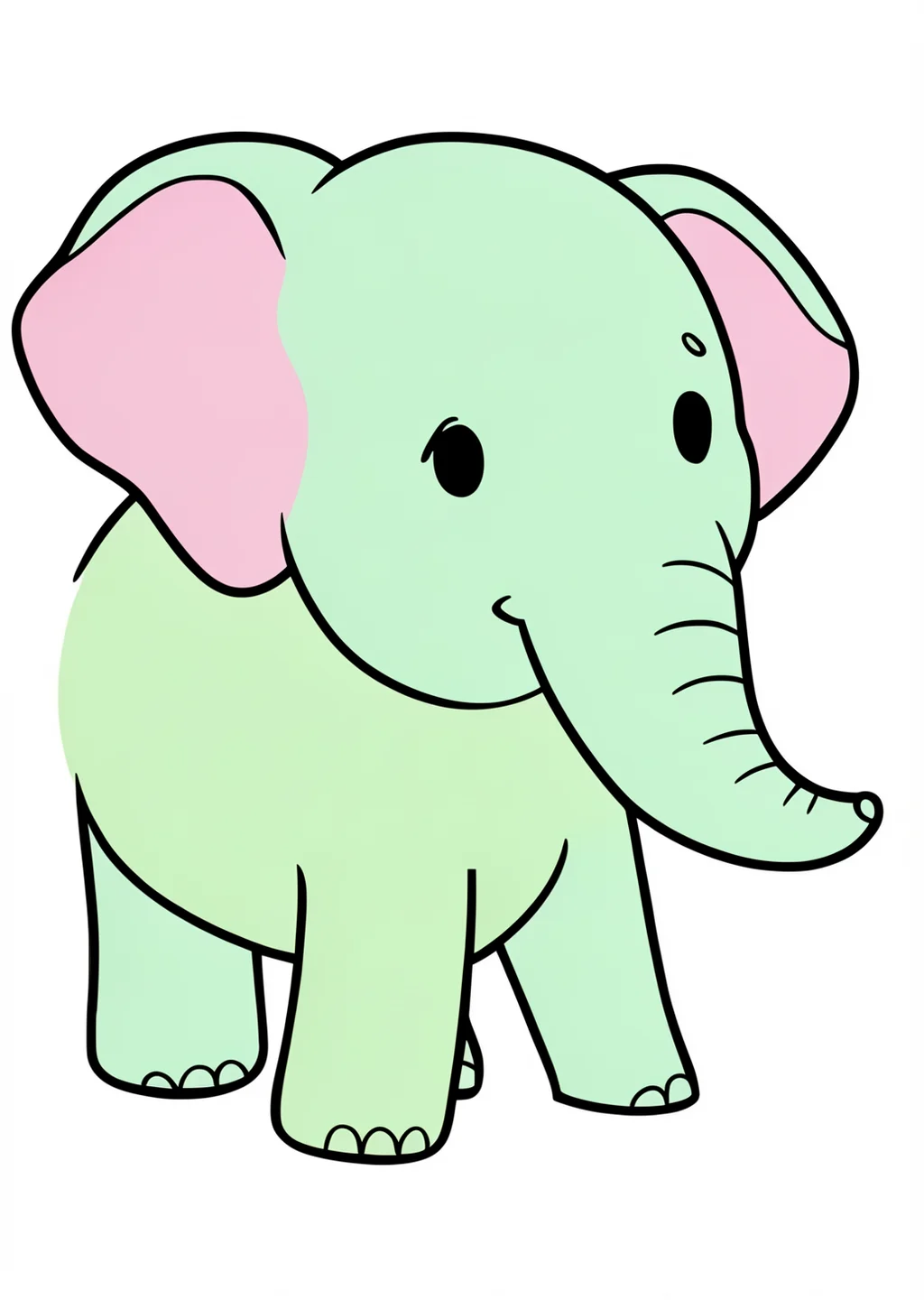 ぞうの赤ちゃんの塗り絵の見本