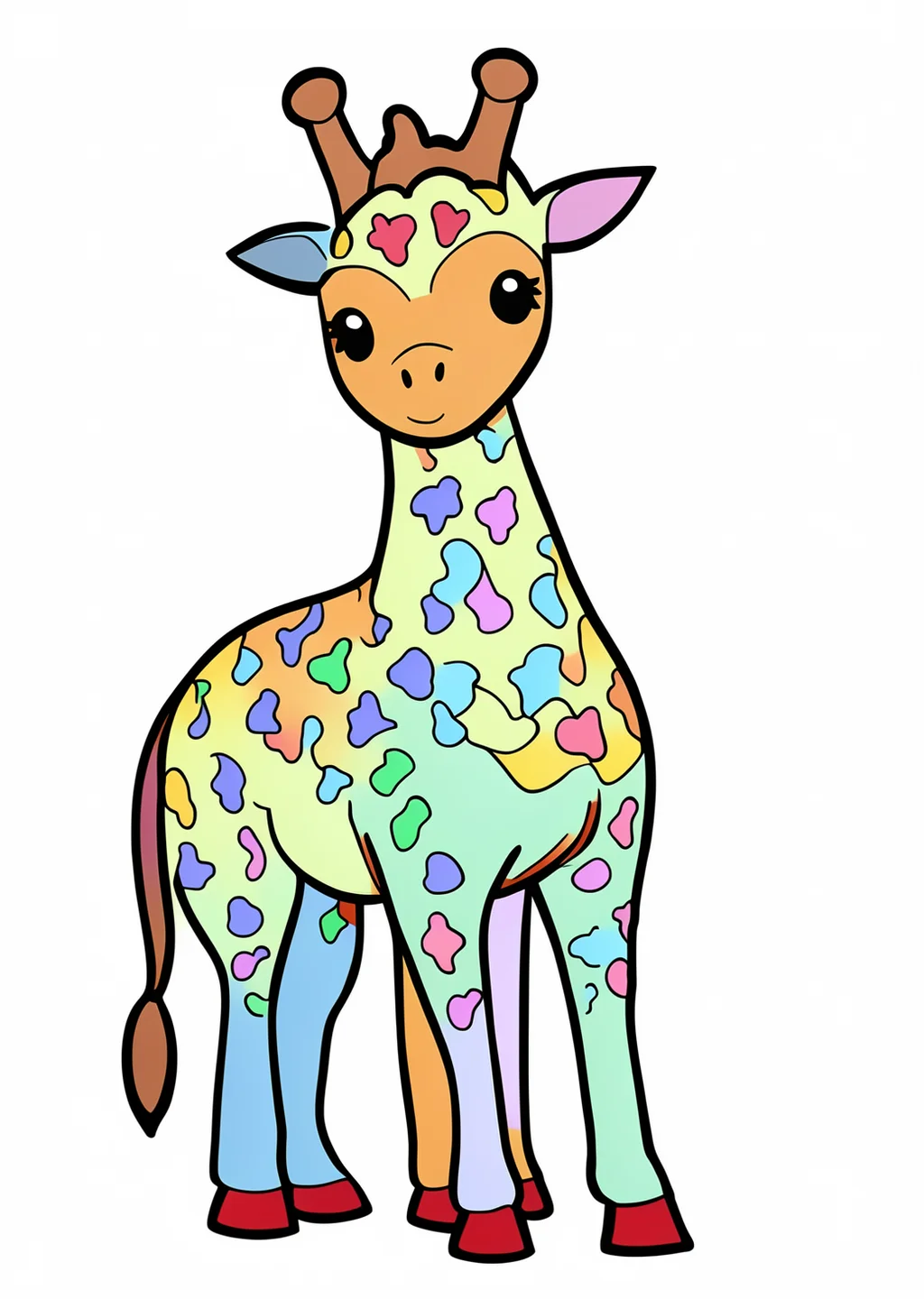 キリンの赤ちゃんの塗り絵の見本
