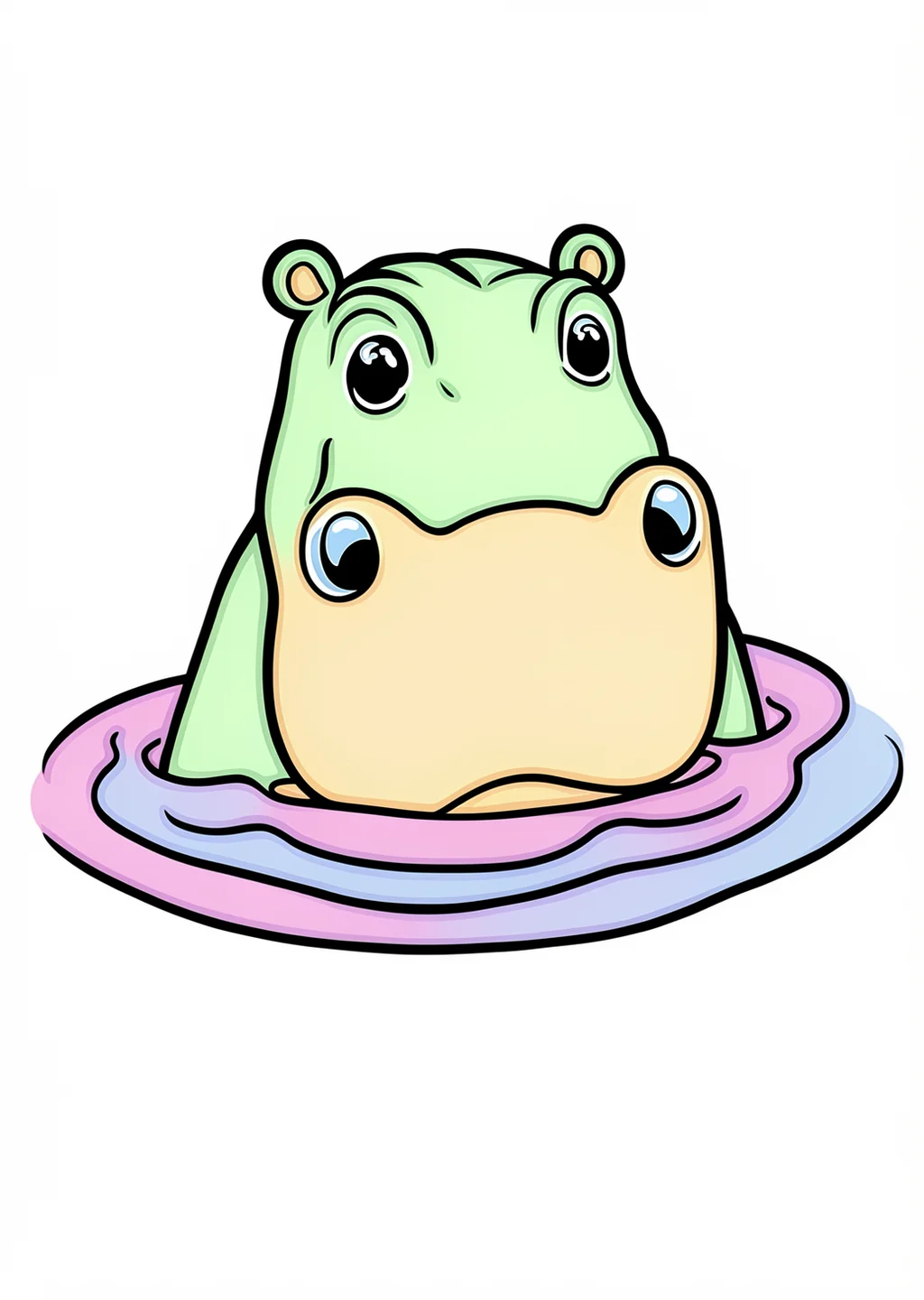 カバの塗り絵の見本