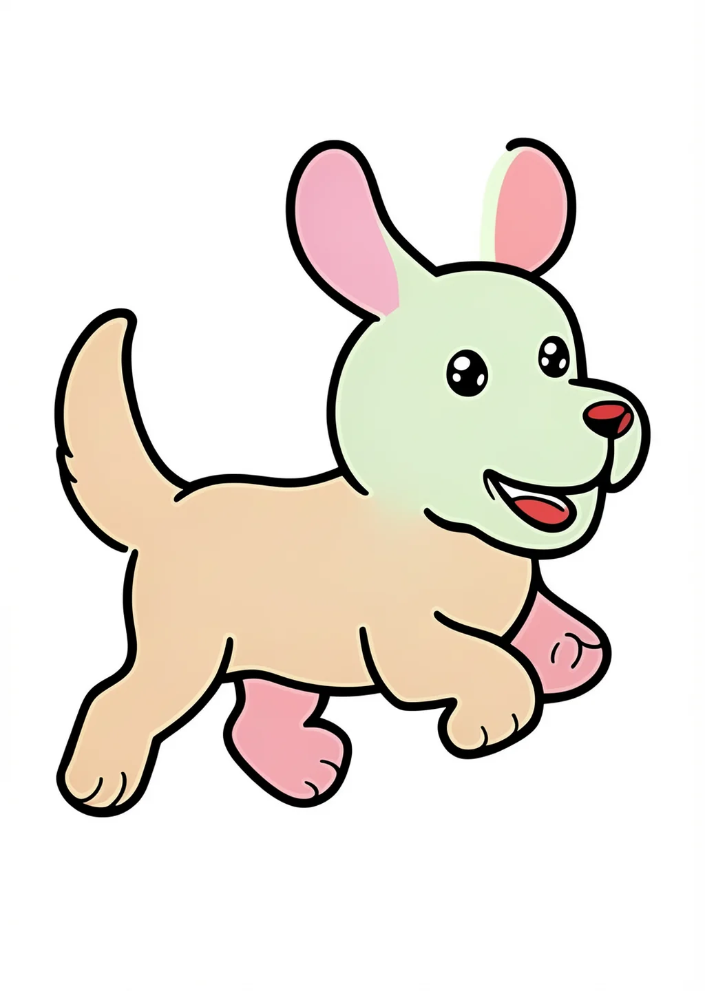 走っている犬の塗り絵の見本