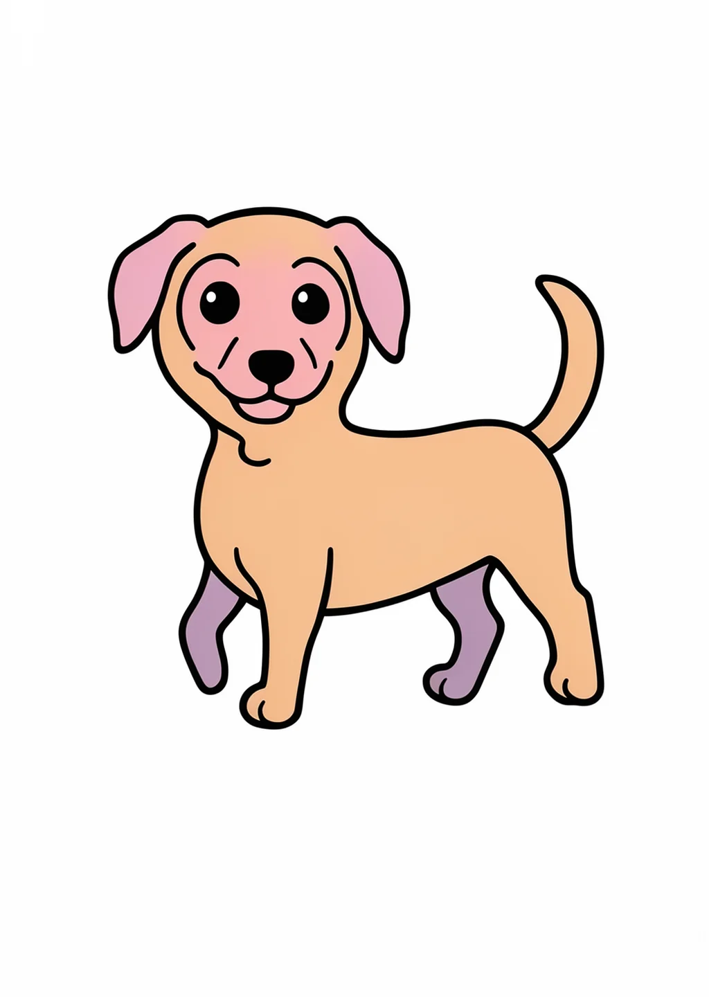 歩いている犬の塗り絵の見本