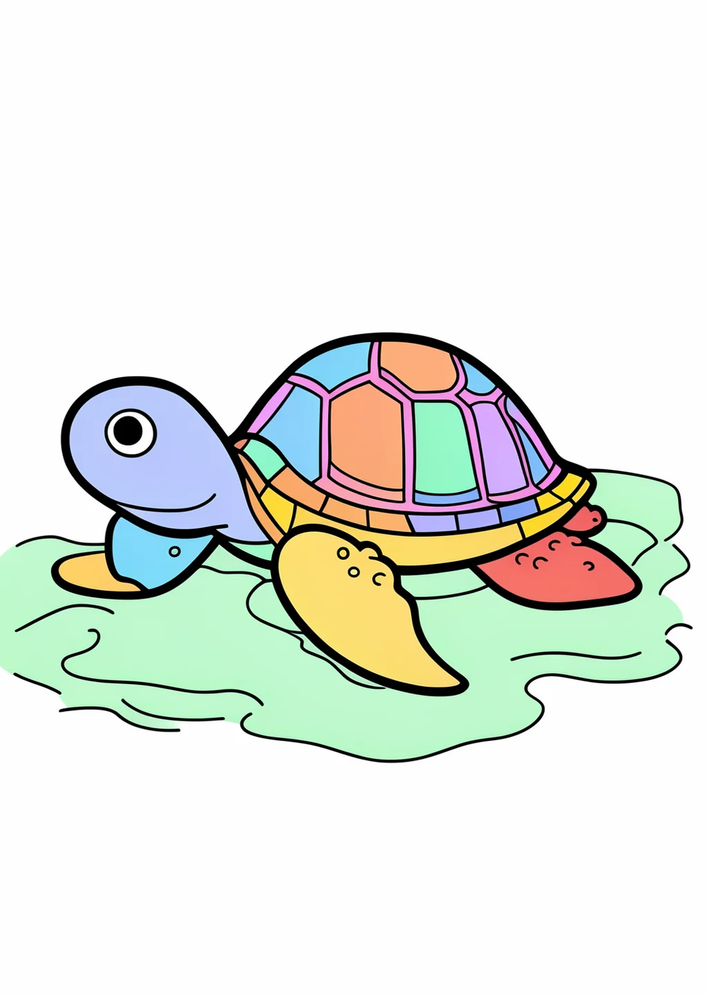 かめの塗り絵の見本