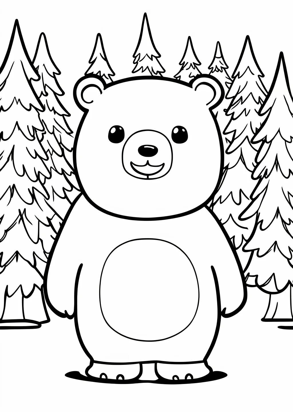 森のくまの塗り絵