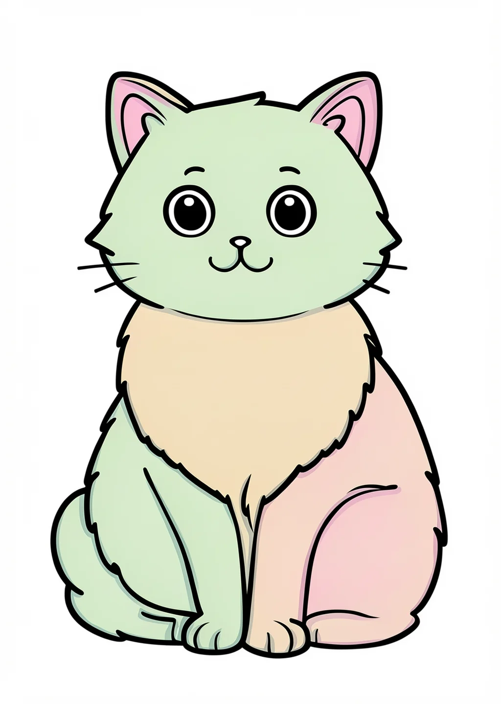 座っている猫の塗り絵の見本