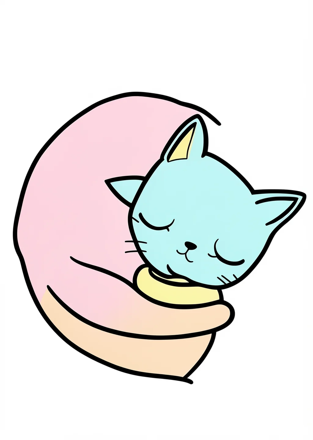 眠っている猫の塗り絵の見本