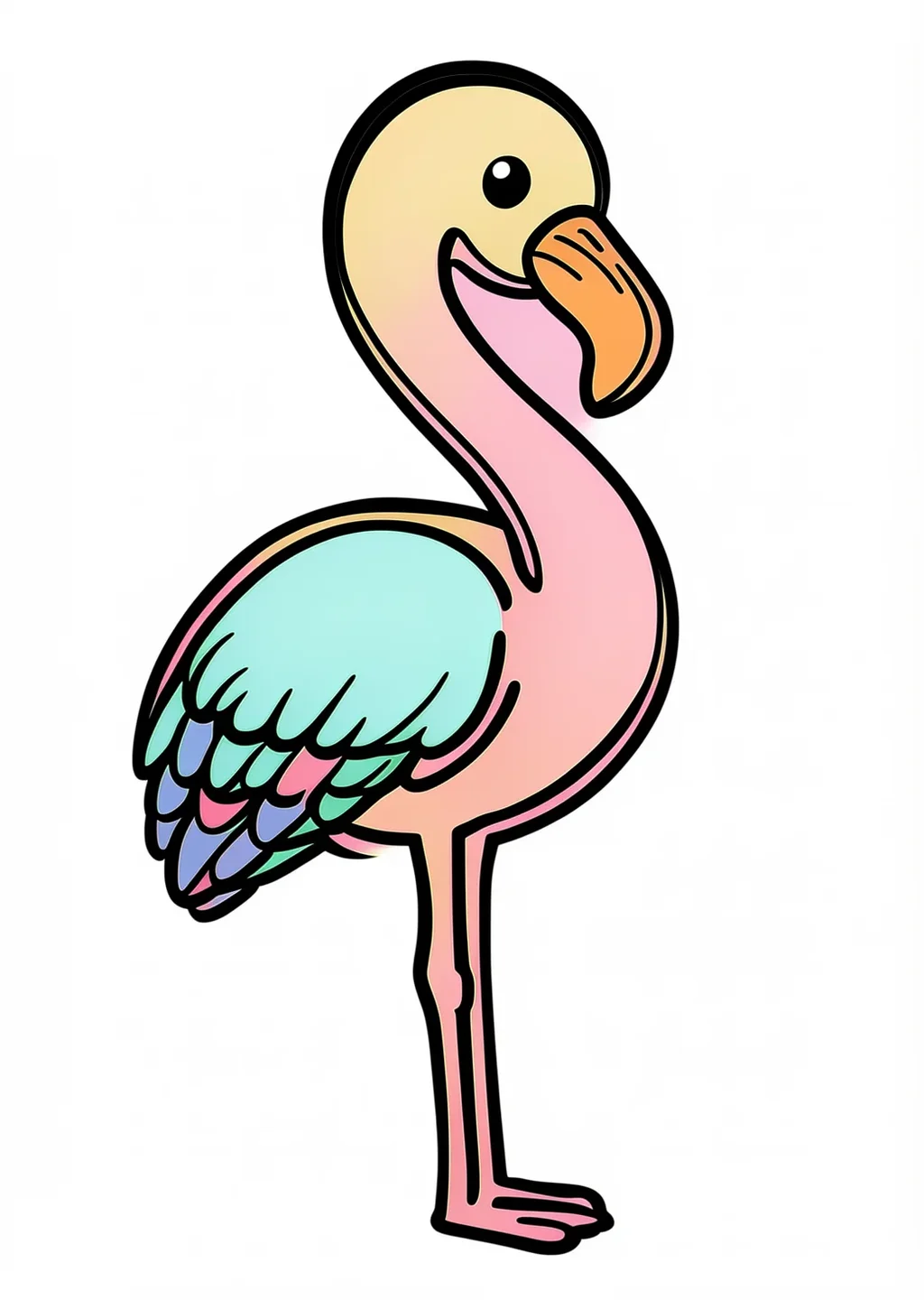フラミンゴの塗り絵の見本