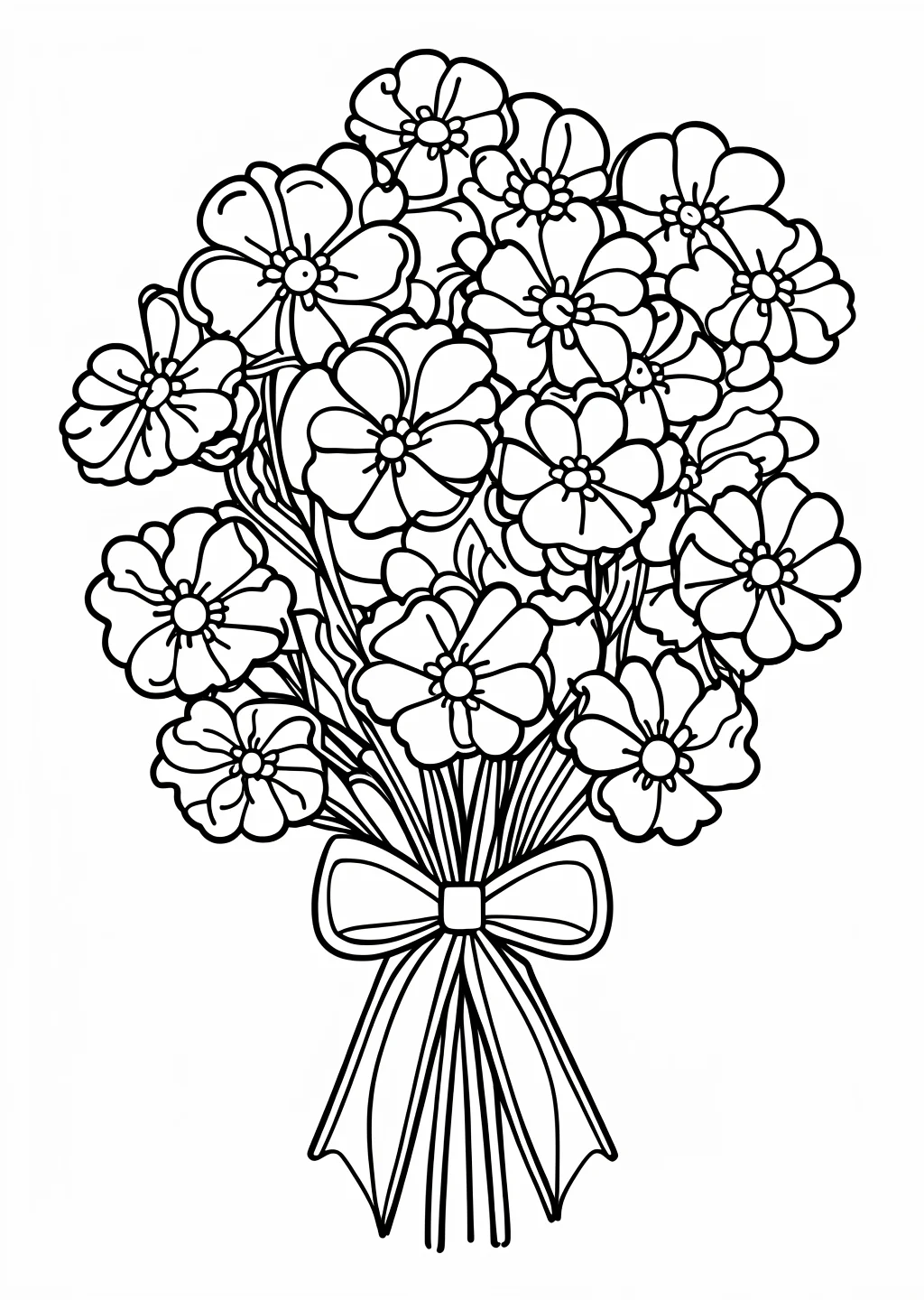 お花の塗り絵(花束)