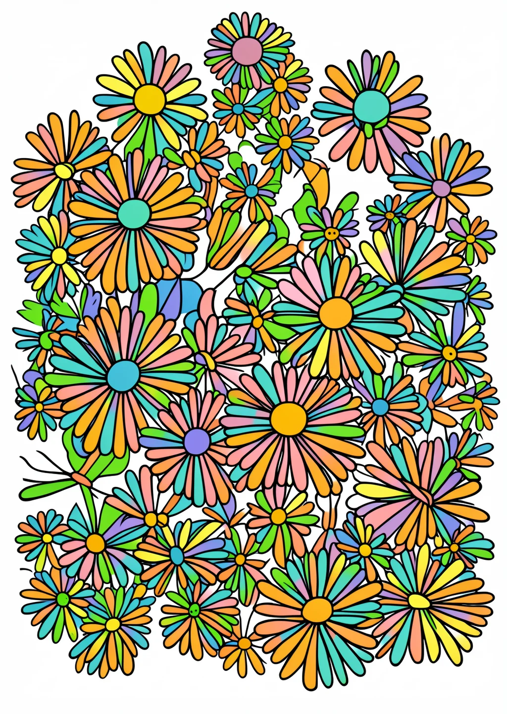 コスモスの塗り絵の見本