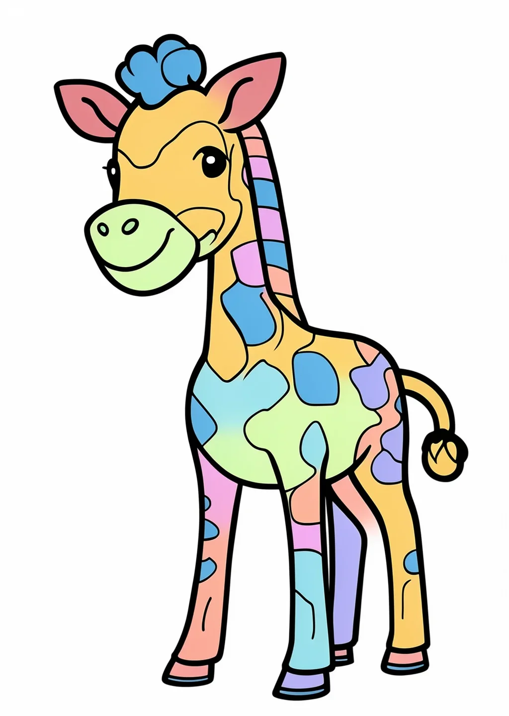 きりんの塗り絵の見本