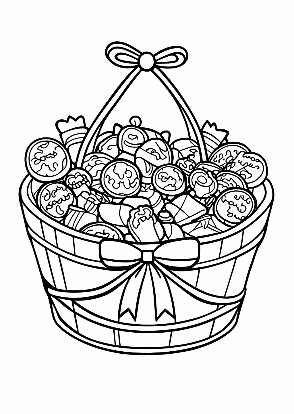 ハロウィン・お菓子バスケットの塗り絵