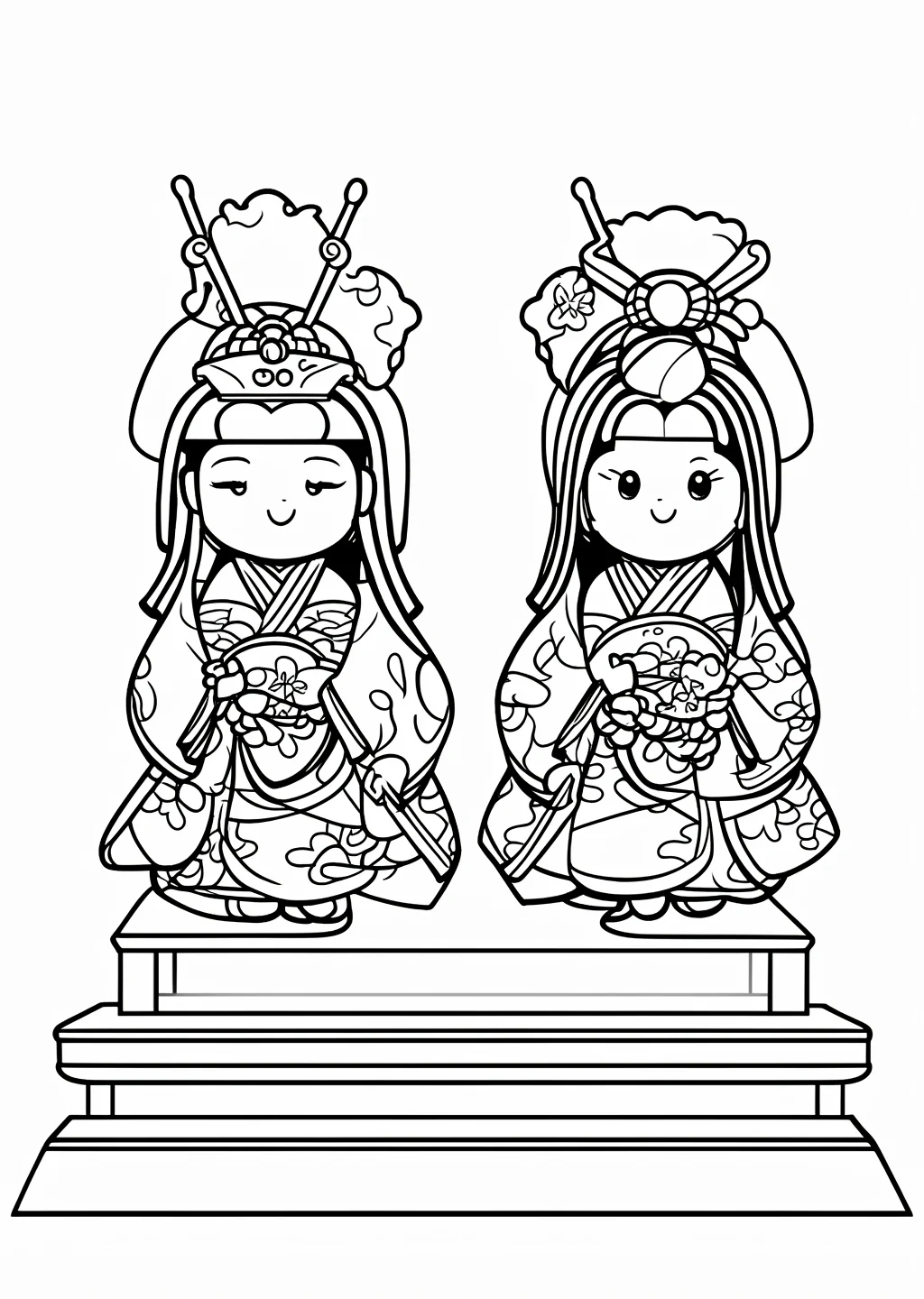 ひな祭りの塗り絵